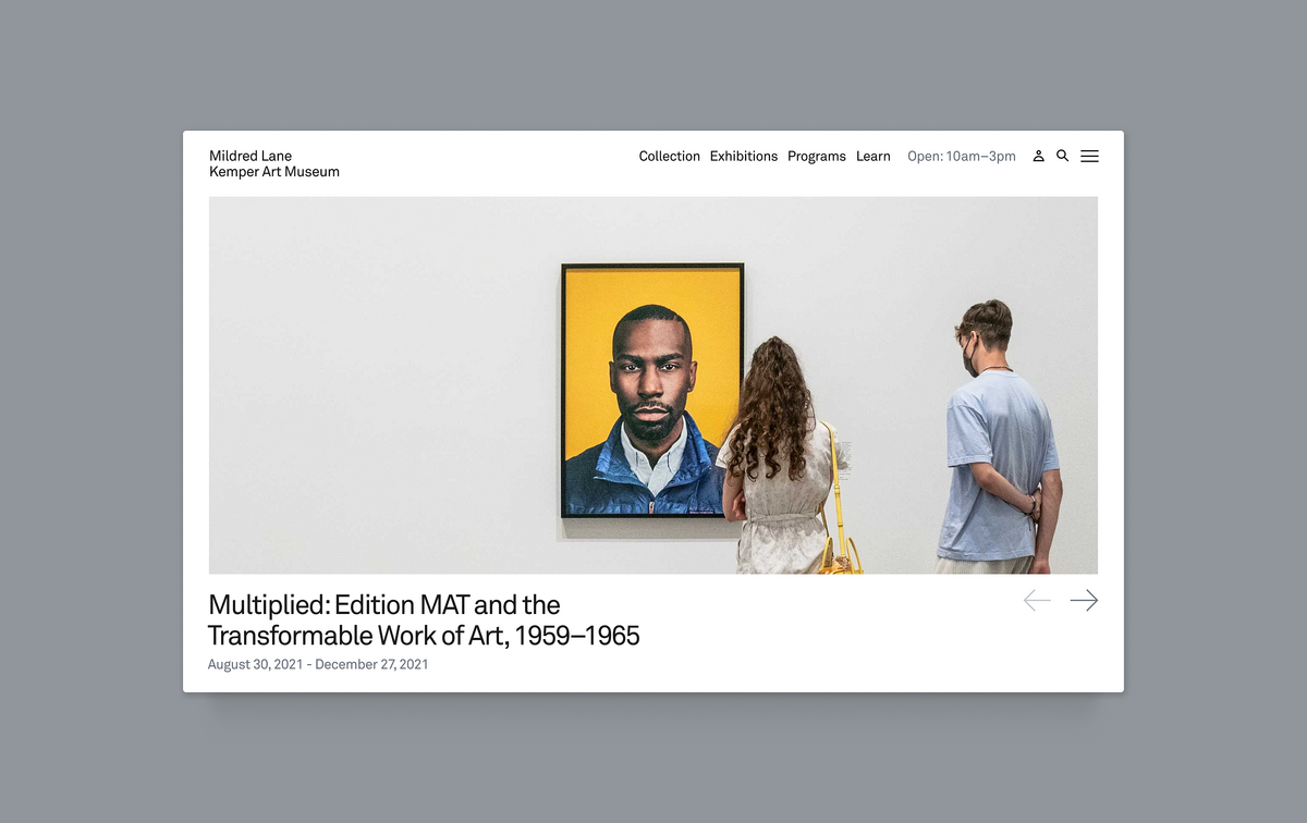 Image of the Kemper Art Museum homepage banner, designed for their website.